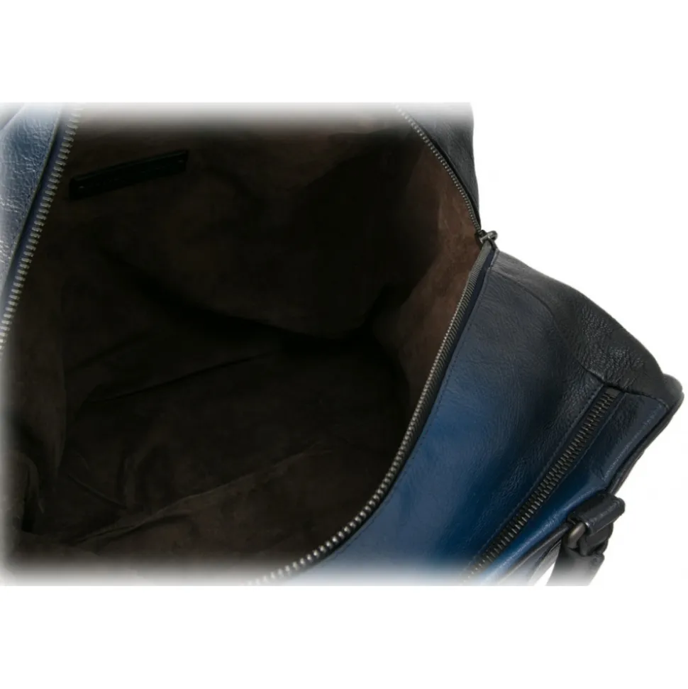 Bottega Veneta Vintage - Goatskin Madras Sfumato Brera Bag - Black Blue - Leather and Goatskin Handbag - Luxury High Quality - Avvenice