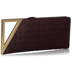 Bottega Veneta Vintage - Intrecciato Leather Clutch Bag - Red Burgundy Gold - Leather Handbag - Luxury High Quality - Avvenice