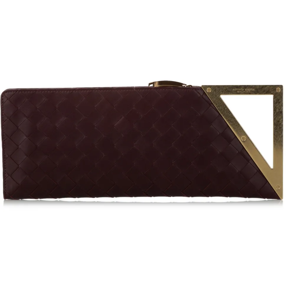Bottega Veneta Vintage - Intrecciato Leather Clutch Bag - Red Burgundy Gold - Leather Handbag - Luxury High Quality - Avvenice
