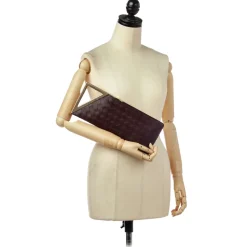 Bottega Veneta Vintage - Intrecciato Leather Clutch Bag - Red Burgundy Gold - Leather Handbag - Luxury High Quality - Avvenice
