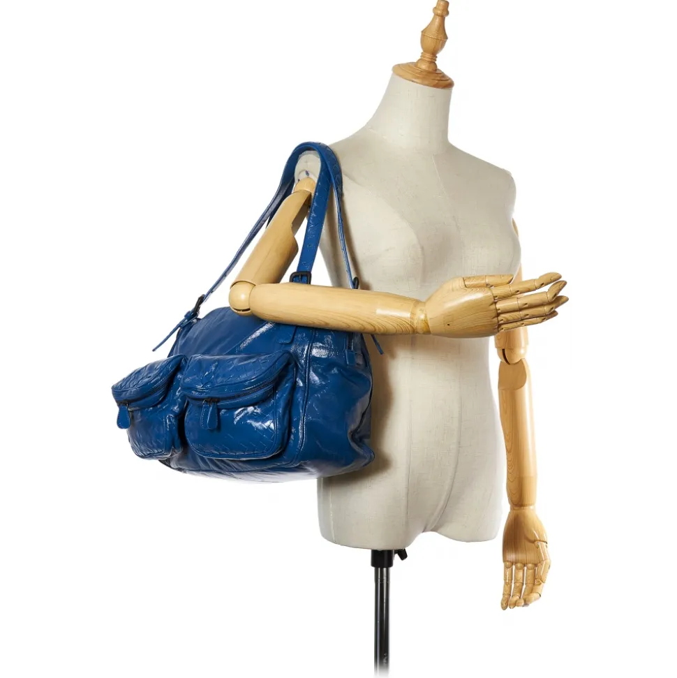 Bottega Veneta Vintage - Intrecciato Patent Leather Shoulder Bag - Blue - Leather Handbag - Luxury High Quality - Avvenice