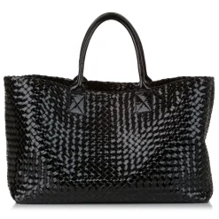 Bottega Veneta Vintage - Intrecciato Cabat Patent Leather Tote Bag - Black - Leather Handbag - Luxury High Quality - Avvenice