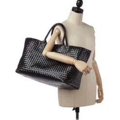 Bottega Veneta Vintage - Intrecciato Cabat Patent Leather Tote Bag - Black - Leather Handbag - Luxury High Quality - Avvenice