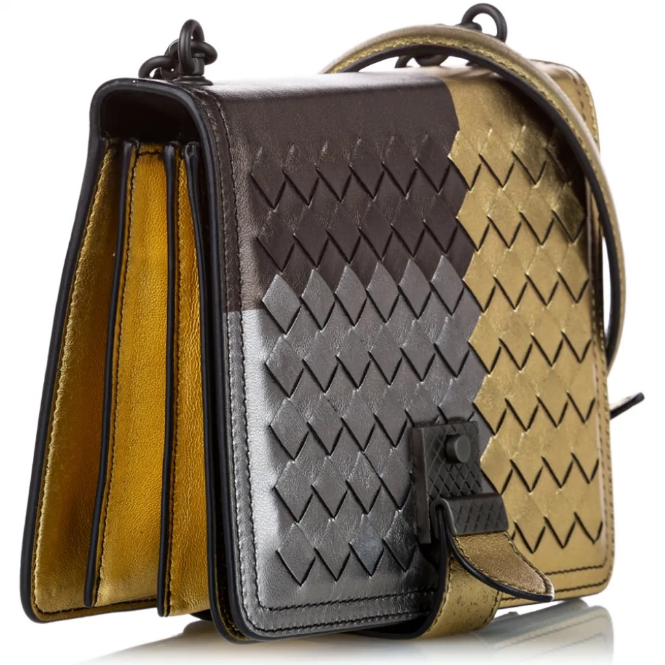Bottega Veneta Vintage - Intrecciato Leather Crossbody Bag - Black Gold - Leather Handbag - Luxury High Quality - Avvenice
