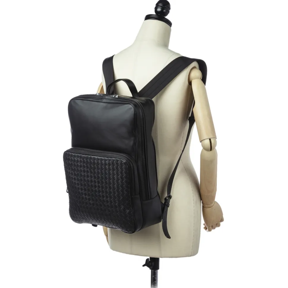 Bottega Veneta Vintage - Intrecciato Leather Backpack - Black - Leather Backpack - Luxury High Quality - Avvenice