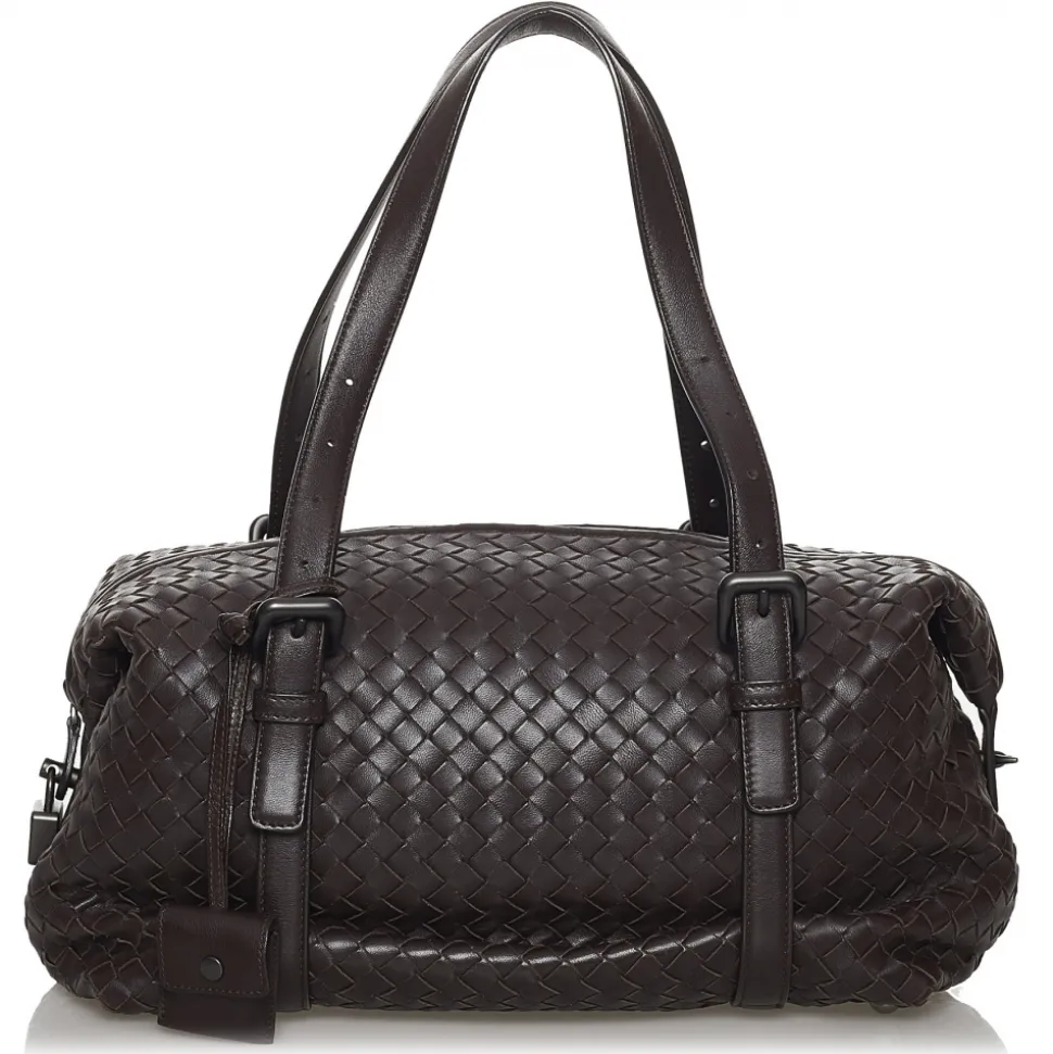 Bottega Veneta Vintage - Intrecciato Leather Boston Bag - Black - Leather Handbag - Luxury High Quality - Avvenice