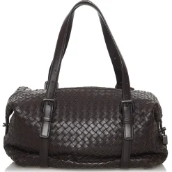 Bottega Veneta Vintage - Intrecciato Leather Boston Bag - Black - Leather Handbag - Luxury High Quality - Avvenice