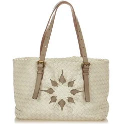 Bottega Veneta Vintage - Intrecciato Leather Tote Bag - White Grey - Leather Handbag - Luxury High Quality - Avvenice