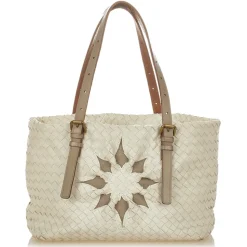 Bottega Veneta Vintage - Intrecciato Leather Tote Bag - White Grey - Leather Handbag - Luxury High Quality - Avvenice