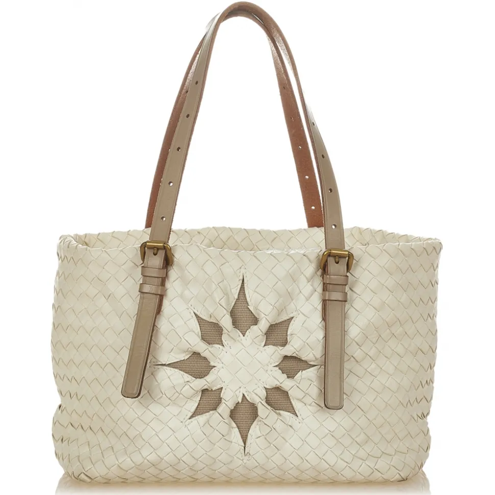 Bottega Veneta Vintage - Intrecciato Leather Tote Bag - White Grey - Leather Handbag - Luxury High Quality - Avvenice