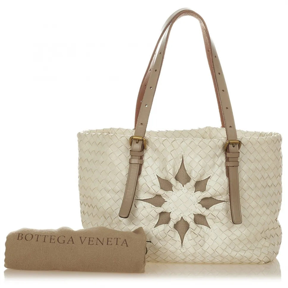 Bottega Veneta Vintage - Intrecciato Leather Tote Bag - White Grey - Leather Handbag - Luxury High Quality - Avvenice