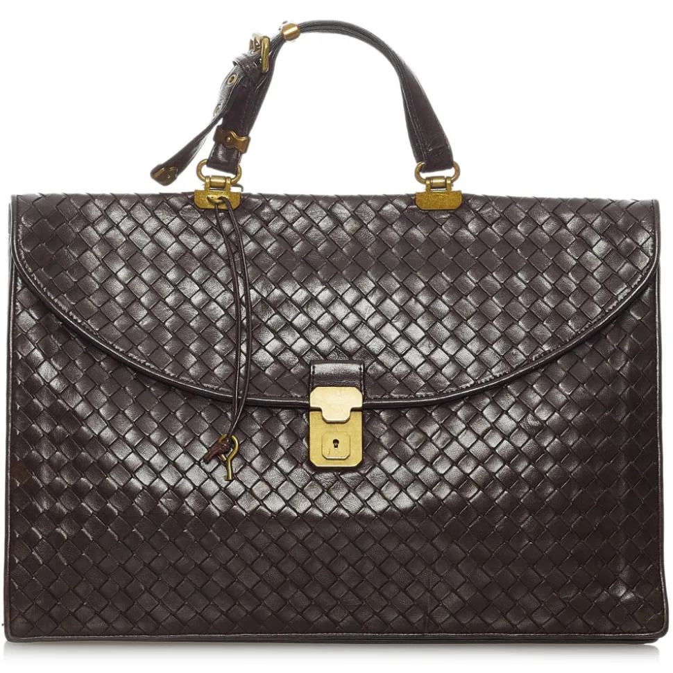 Bottega Veneta Vintage - Intrecciato Leather Business Bag - Brown - Leather Handbag - Luxury High Quality - Avvenice