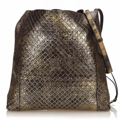 Bottega Veneta Vintage - Intrecciomirage Leather Shoulder Bag - Gold Black - Leather Handbag - Luxury High Quality - Avvenice