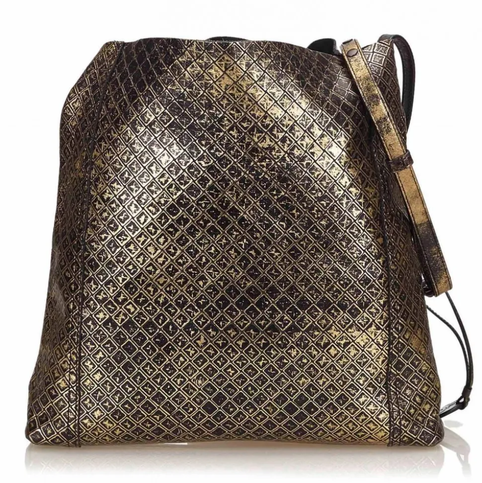 Bottega Veneta Vintage - Intrecciomirage Leather Shoulder Bag - Gold Black - Leather Handbag - Luxury High Quality - Avvenice