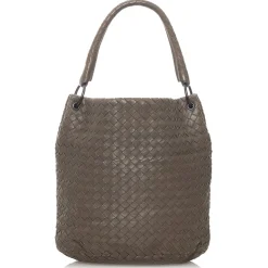 Bottega Veneta Vintage - Intrecciato Leather Shoulder Bag - Dark Brown - Leather Handbag - Luxury High Quality - Avvenice