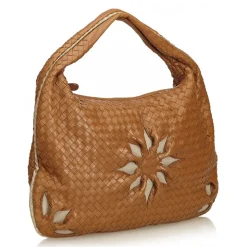 Bottega Veneta Vintage - Leather Flower Intrecciato Hobo Bag - Brown - Leather Handbag - Luxury High Quality - Avvenice