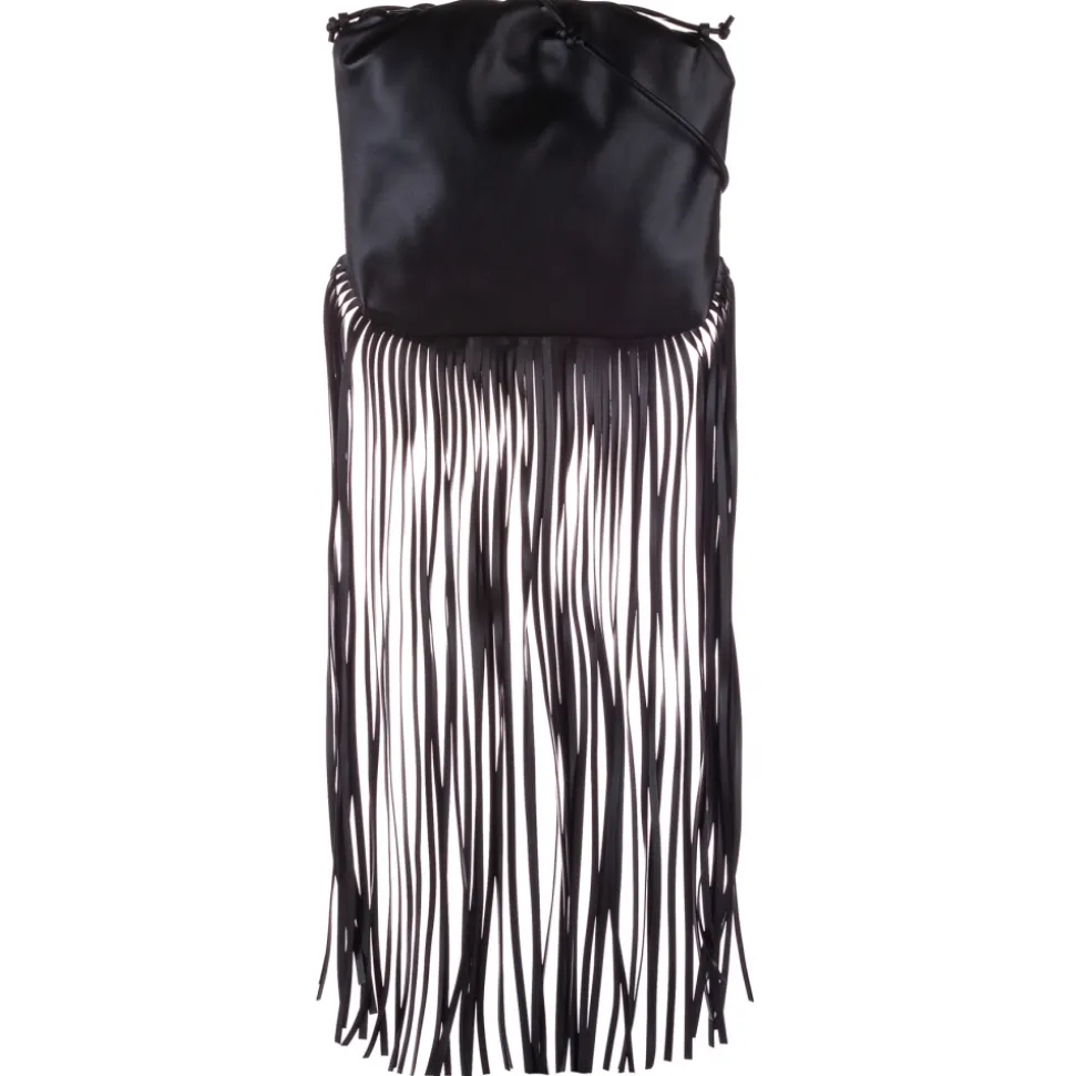 Bottega Veneta Vintage - The Fringe Pouch Leather Shoulder Bag - Black - Leather Handbag - Luxury High Quality - Avvenice