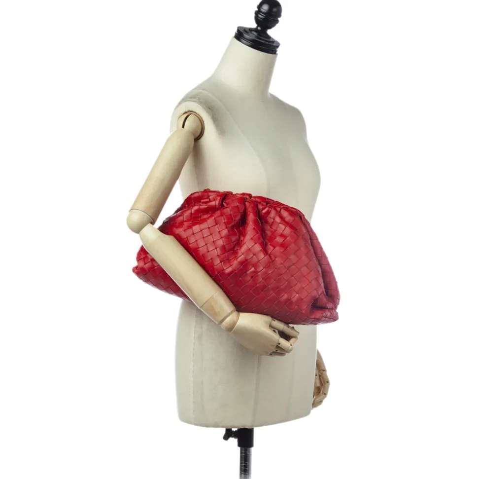 Bottega Veneta Vintage - The Pouch Intrecciato Leather Clutch Bag - Red - Leather Handbag - Luxury High Quality - Avvenice
