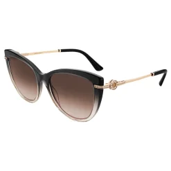 Bulgari - Bvlgari - Cat Eye Acetate Sunglasses with Décor and Crystals - Brown Gold - Bvlgari Collection - Bulgari Eyewear - Avvenice
