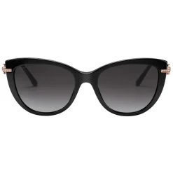Bulgari - Bvlgari - Cat Eye Sunglasses with Décor and Crystals - Black Gold - Bvlgari Collection - Bulgari Eyewear - Avvenice