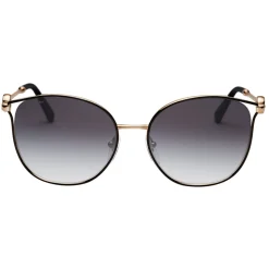 Bulgari - Bvlgari - Rounded Cat Eye Metal Sunglasses - Black Gold - Bvlgari Bvlgari Collection - Bulgari Eyewear - Avvenice