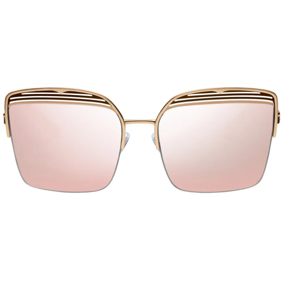 Bulgari - B.Zero1 - B.Overvibe Half-Rim Square Metal Sunglasses - Pink Gold - B.Zero1 Collection - Bulgari Eyewear - Avvenice