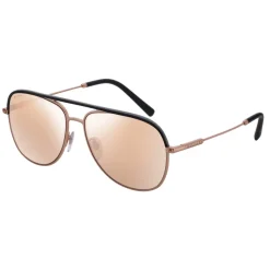 Bulgari - Diagono - Aviator Metal Sunglasses with Leather Inserts - Rose Gold - Diagono Collection - Bulgari Eyewear - Avvenice