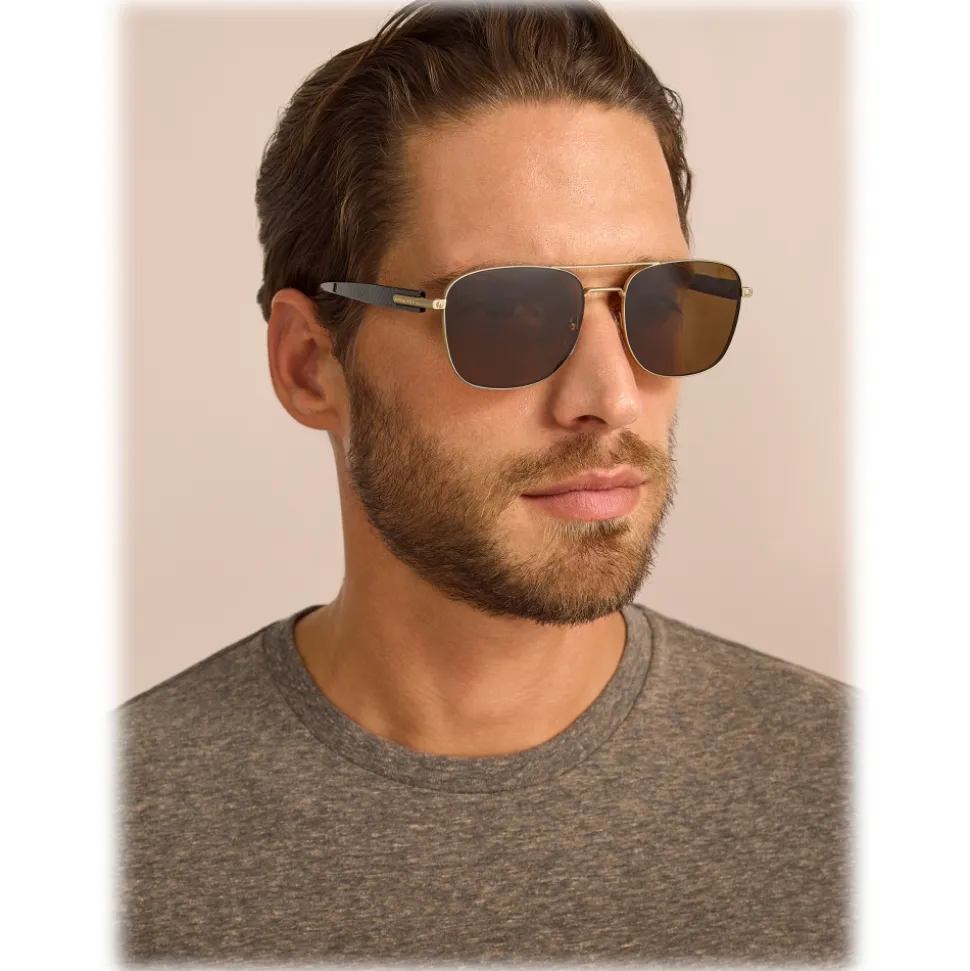 Bulgari - Diagono - Rectangular Sunglasses with Double Bridge - Brown - Diagono Collection - Sunglasses - Bulgari Eyewear - Avvenice