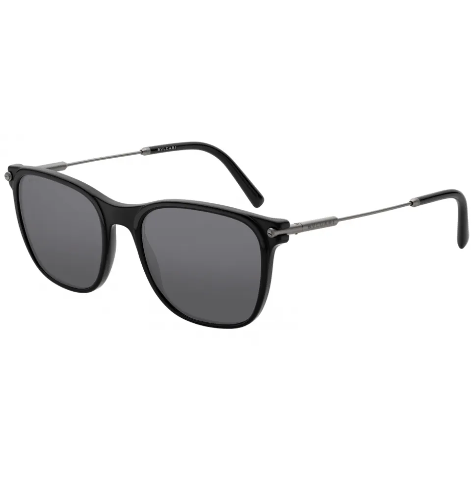Bulgari - Diagono - Rectangular Acetate Sunglasses - Black - Diagono Collection - Bulgari Eyewear - Avvenice