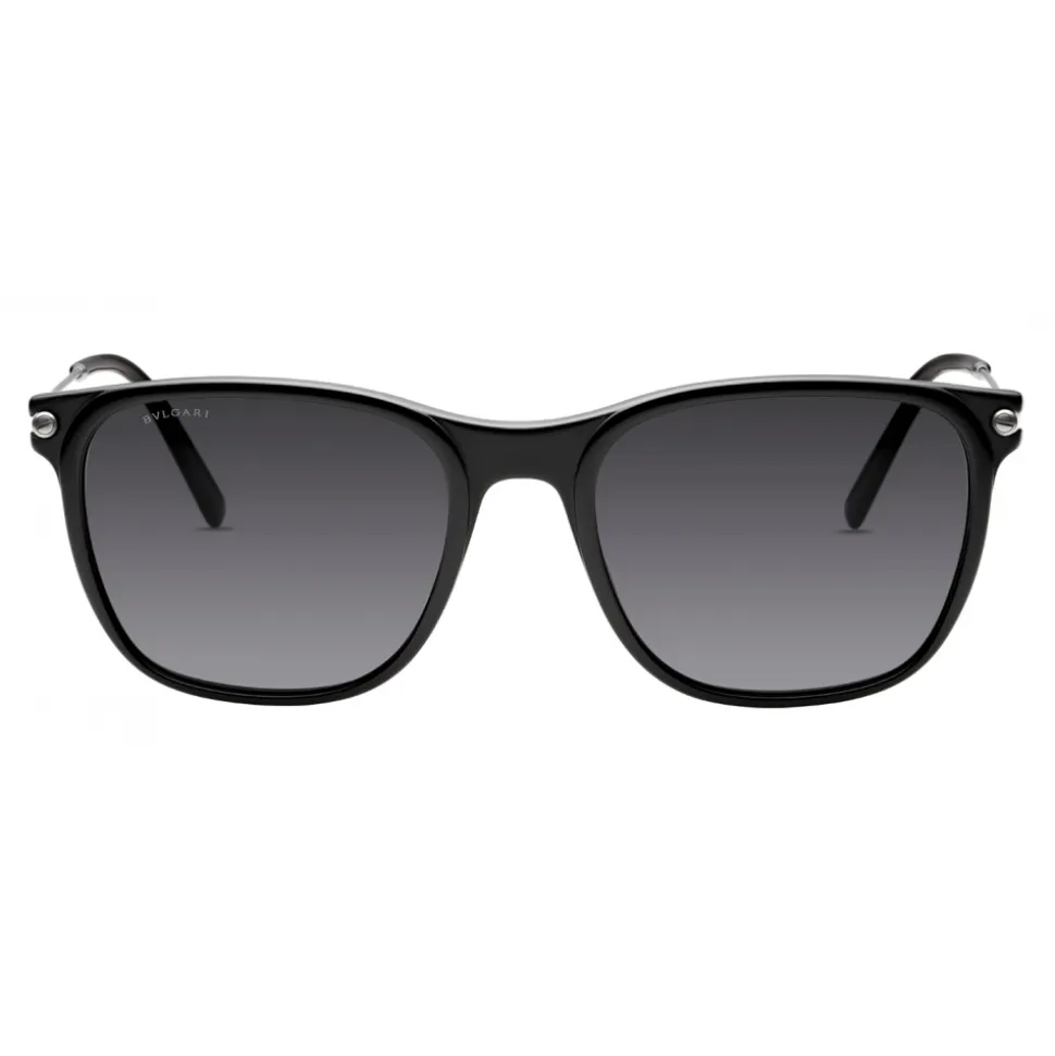 Bulgari - Diagono - Rectangular Acetate Sunglasses - Black - Diagono Collection - Bulgari Eyewear - Avvenice