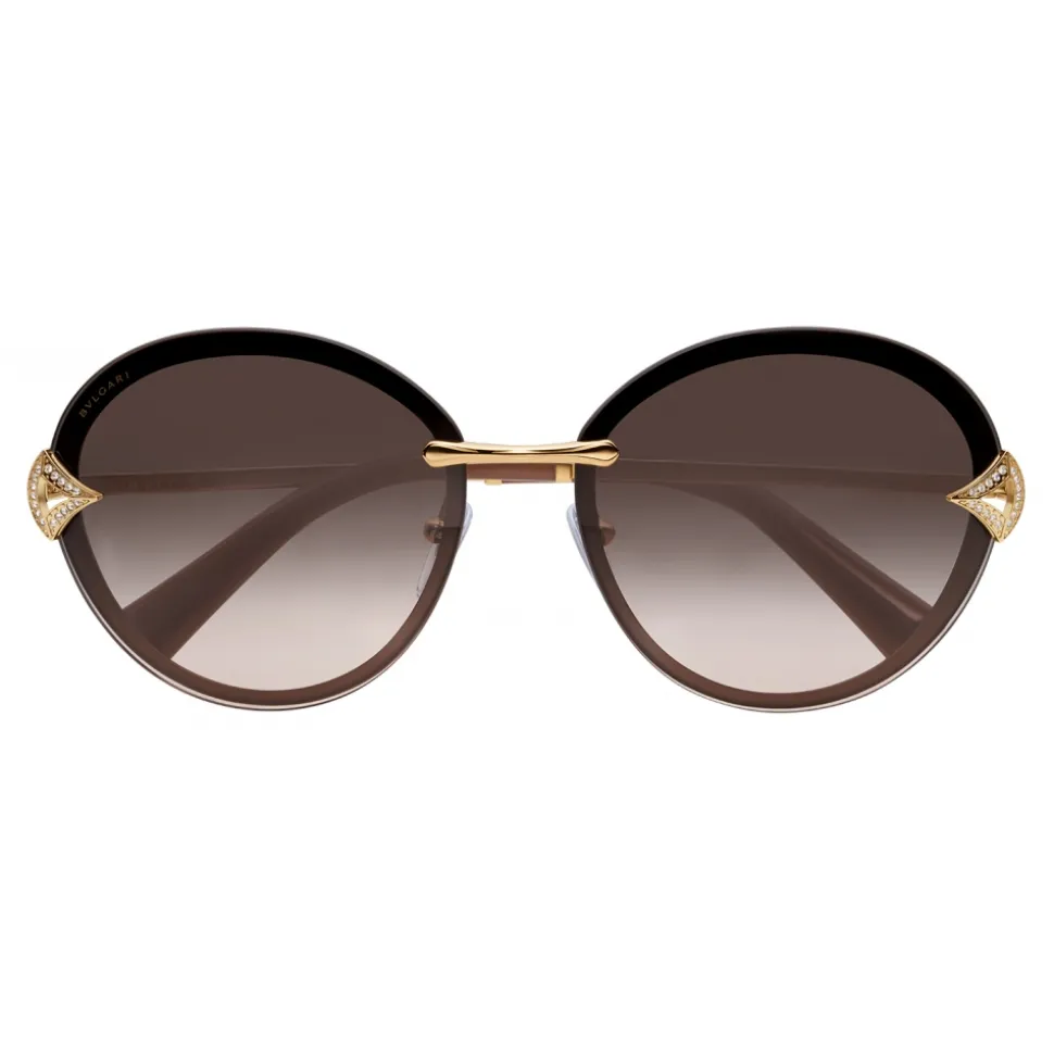 Bulgari - Divas’ Dream - Oval Metal Sunglasses with Crystals - Gold - Divas’ Dream Collection - Bulgari Eyewear - Avvenice
