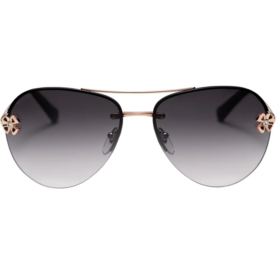 Bulgari - Fiorever - Double Bridge Aviator Sunglasses - Black - Fiorever Collection - Sunglasses - Bulgari Eyewear - Avvenice