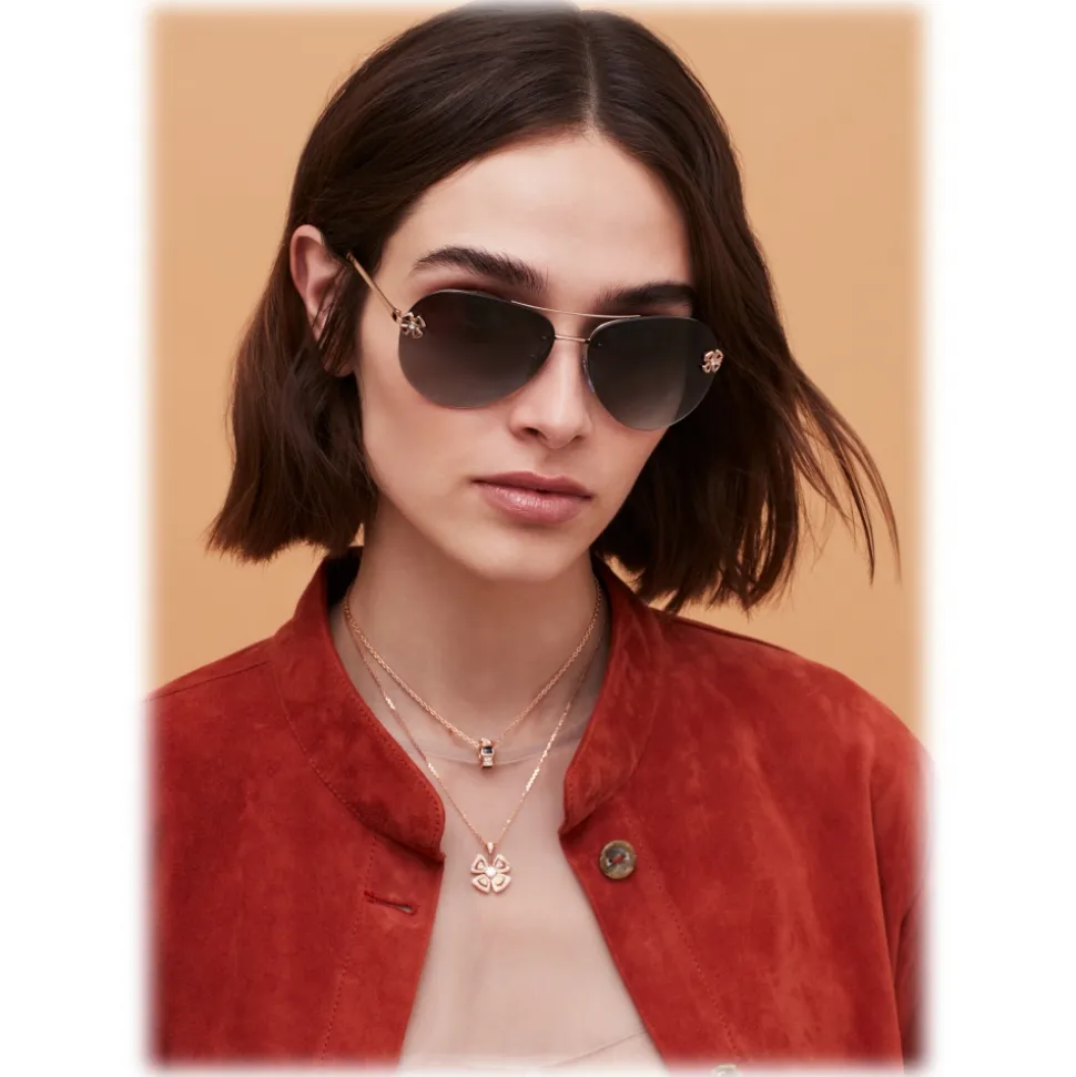 Bulgari - Fiorever - Double Bridge Aviator Sunglasses - Black - Fiorever Collection - Sunglasses - Bulgari Eyewear - Avvenice