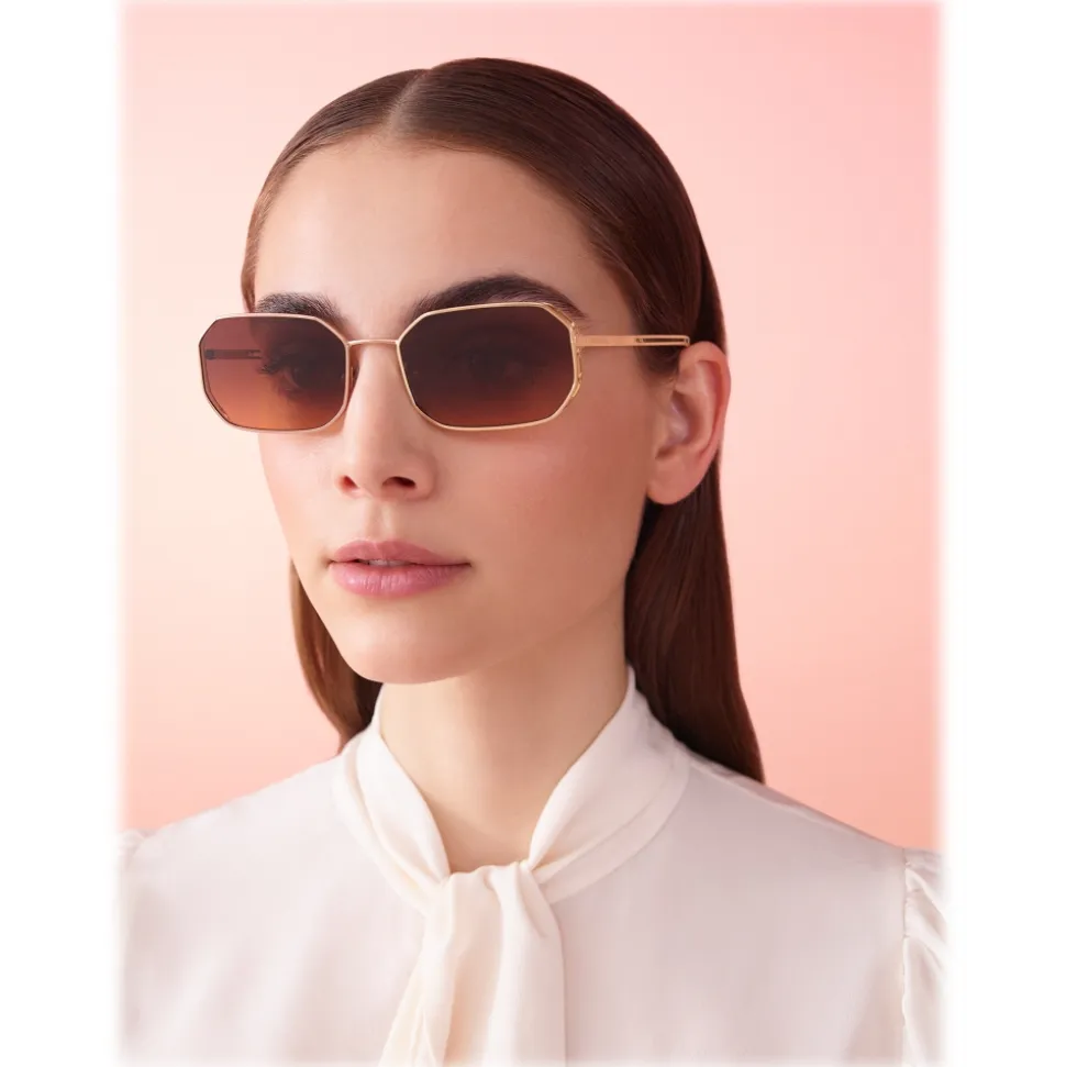 Bulgari - Narrowmation - Square Aviator Sunglasses - Gold Orange - Serpenti Collection - Bulgari Eyewear - Avvenice