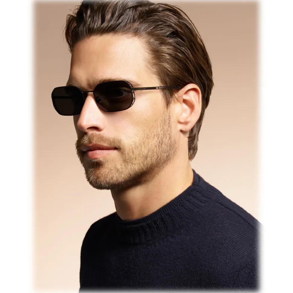 Bulgari - Narrowmation - Square Aviator Sunglasses - Black - Serpenti Collection - Bulgari Eyewear - Avvenice