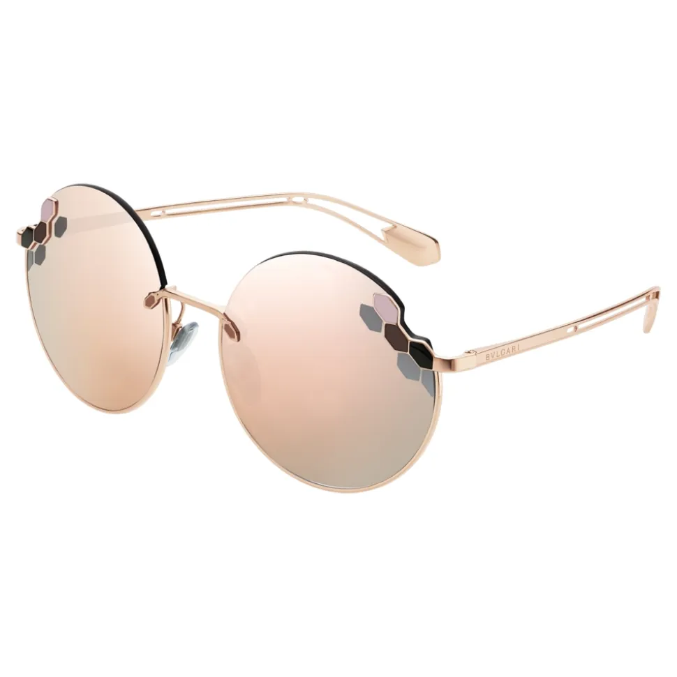 Bulgari - Poisaround - Round Oversize Sunglasses - Rose Gold - Serpenti Collection - Bulgari Eyewear - Avvenice