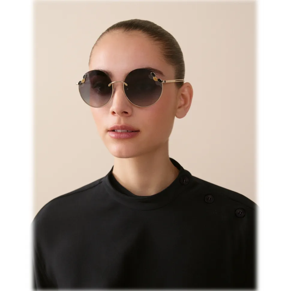 Bulgari - Poisaround - Round Oversize Sunglasses - Gold Grey - Serpenti Collection - Bulgari Eyewear - Avvenice