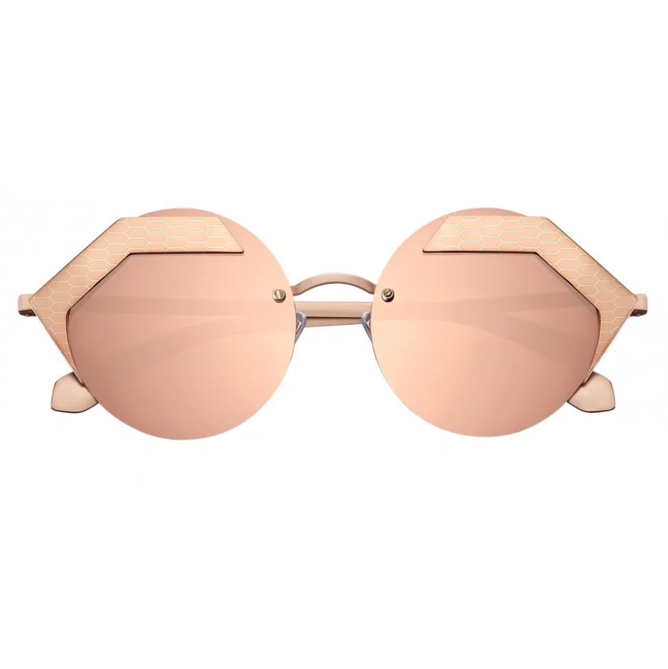 Bulgari - Serpenteyes - Hexagonal Metal Frame Sunglasses - Pink Gold - Serpenti Collection - Bulgari Eyewear - Avvenice