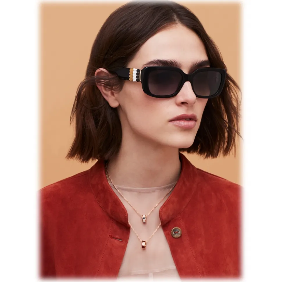 Bulgari - Serpenti - Back-to-Scale Rectangular Sunglasses - Black - Serpenti Collection - Sunglasses - Bulgari Eyewear - Avvenice