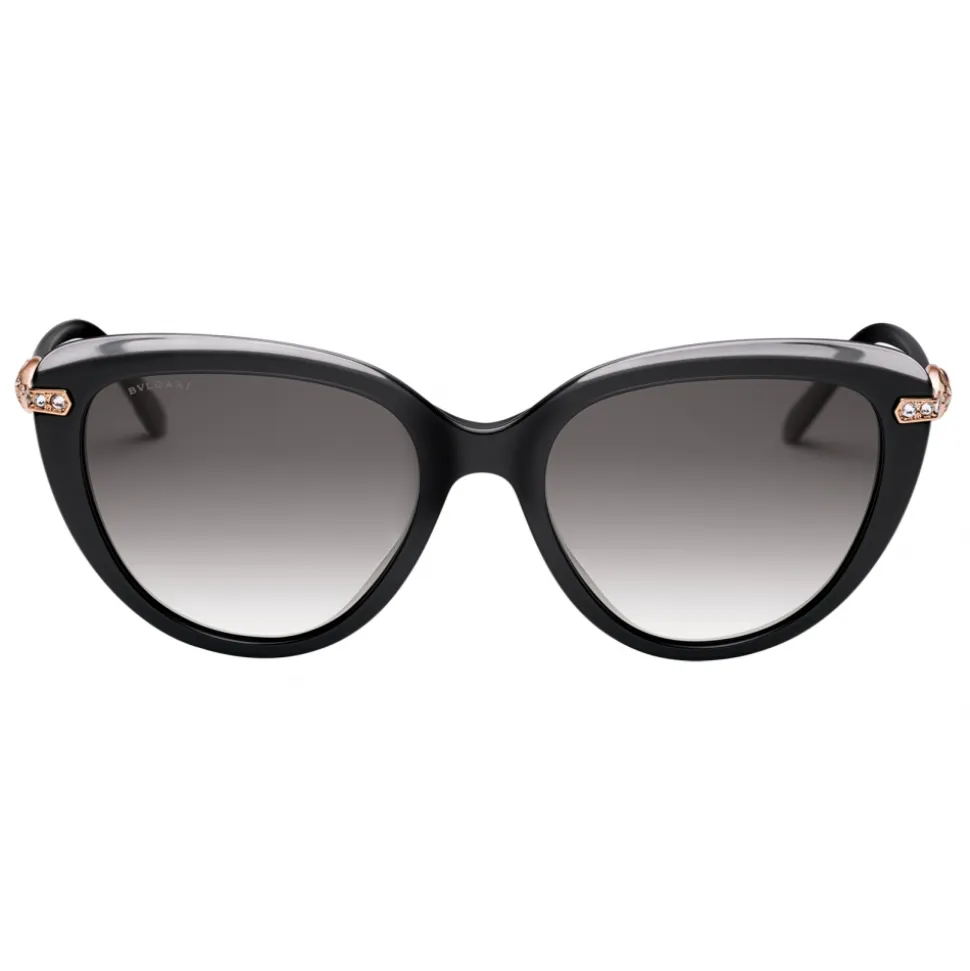 Bulgari - Serpenti - Cat Eye Sunglasses with Browline - Black - Serpenti Collection - Bulgari Eyewear - Avvenice
