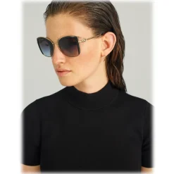 Bulgari - Serpenti - Squared Sunglasses with Crystals - Black Gold - Serpenti Collection - Sunglasses - Bulgari Eyewear - Avvenice