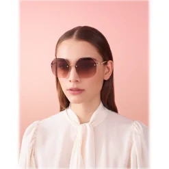 Bulgari - Serpenti Crystals - Oversize Sunglasses - Light Gold Brown - Serpenti Collection - Bulgari Eyewear - Avvenice