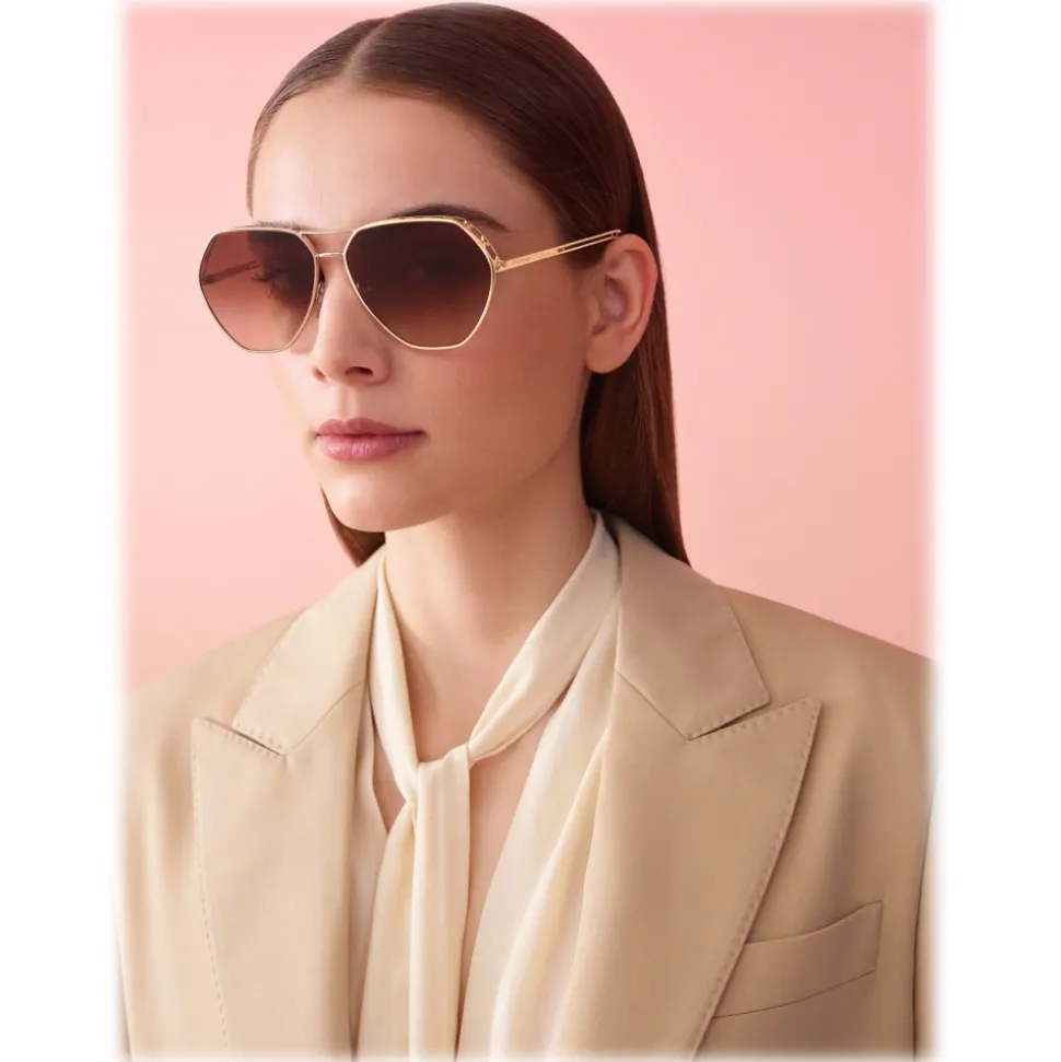 Bulgari - Serpenti Freedomation - Oversized Aviator Sunglasses - Gold - Serpenti Collection - Bulgari Eyewear - Avvenice