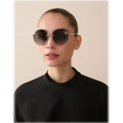 Bulgari - Serpenti Poisaround - Oversized Round Sunglasses - Gold - Serpenti Collection - Bulgari Eyewear - Avvenice
