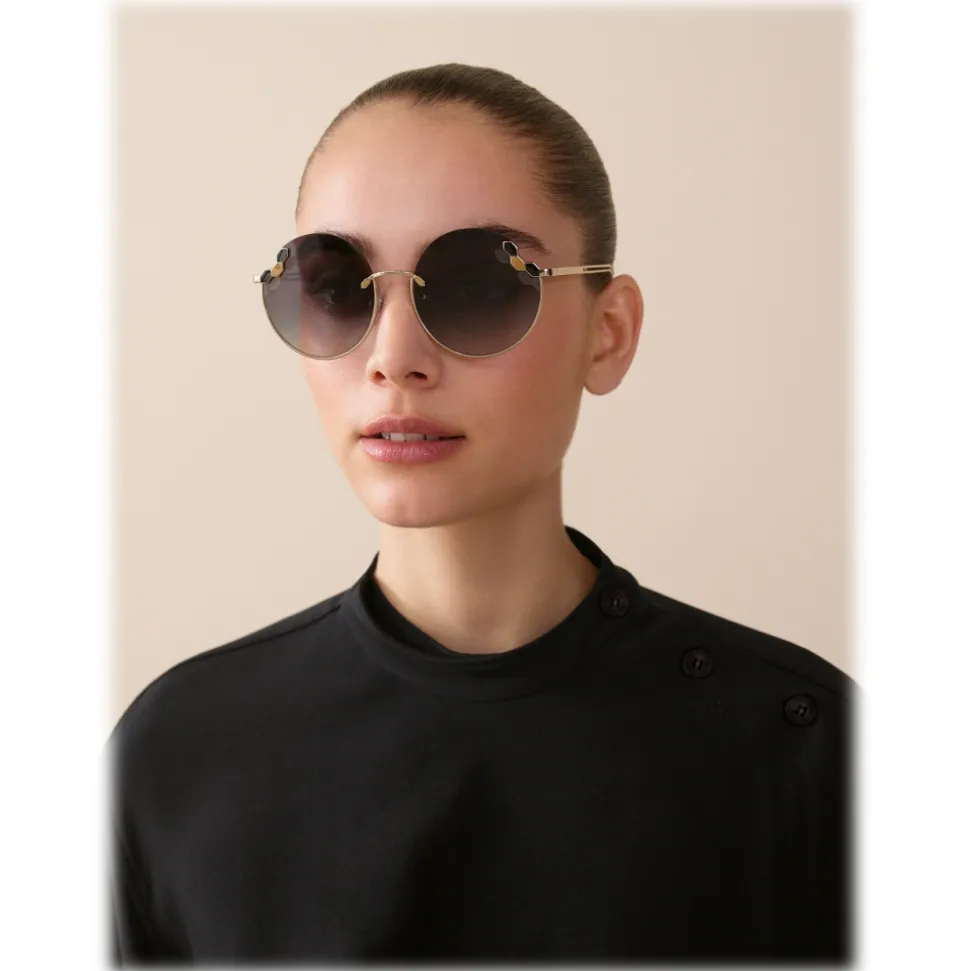 Bulgari - Serpenti Poisaround - Oversized Round Sunglasses - Gold - Serpenti Collection - Bulgari Eyewear - Avvenice