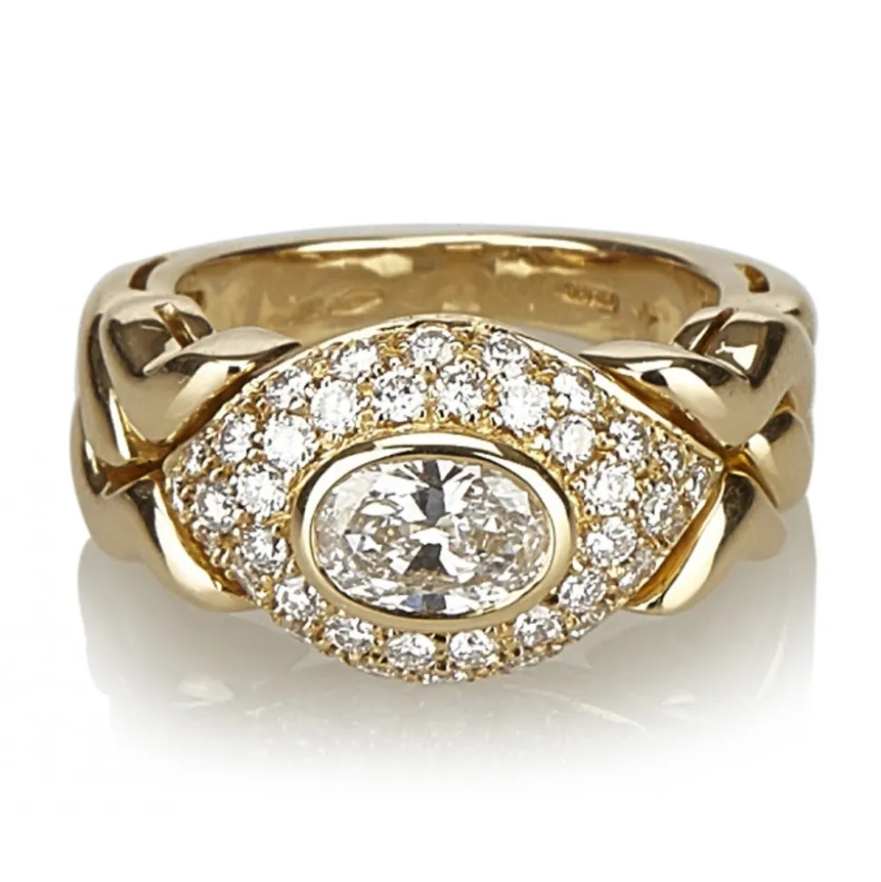 Bulgari Vintage - 18K Diamond Ring - Bvlgari Ring in Yellow Gold with Oval Diamond Heart - Luxury High Quality - Avvenice