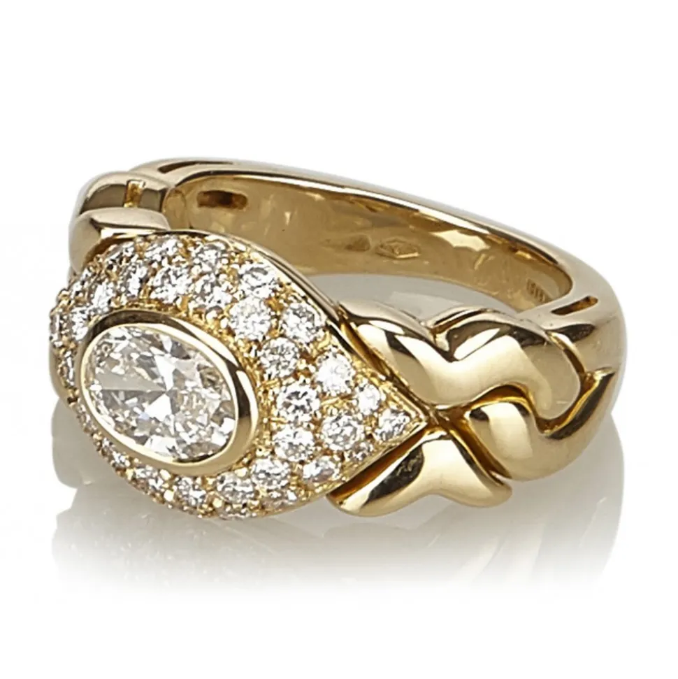 Bulgari Vintage - 18K Diamond Ring - Bvlgari Ring in Yellow Gold with Oval Diamond Heart - Luxury High Quality - Avvenice