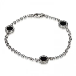 Bulgari Vintage - 18K Onyx Station Bracelet - Bvlgari Bracelet in 18K White Gold - Luxury High Quality - Avvenice