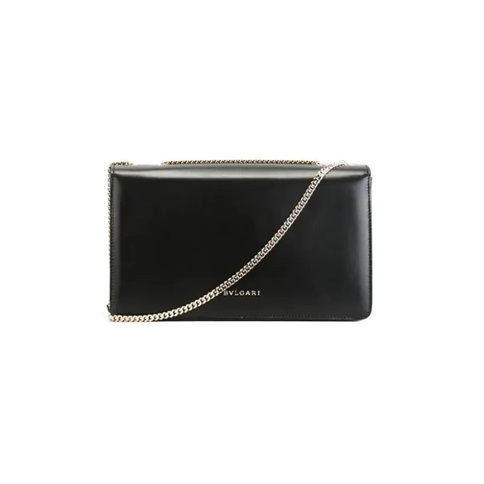 Bulgari Vintage - Leather Bulgari-Bulgari Chain Crossbody Bag - Black - Leather and Calf Leather Handbag - Luxury High Quality - Avvenice