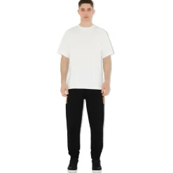 Burberry - Check Panel Cotton Blend Jogging Pants - Black / Birch Brown - Exclusive Burberry Collection - Avvenice